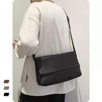 Сумка через плечо, простая и большая вместимость, сумка через плечо, однотонная маленькая квадратная сумка унисекс, плоская сумка на одно плечо из искусственной кожи