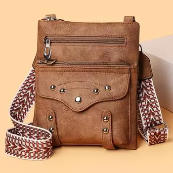 Сумка через плечо Rivet, женская, маленькая, квадратная, сумка для мамы чёрный