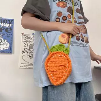 Сумка через плечо ручной вязки, симпатичная мини-сумка Kawaii, вязаные вручную сумки крючком оранжевый