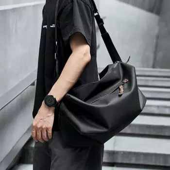 Сумка через плечо, рюкзак, мужская сумка через плечо, большая вместимость, сумка-мессенджер, уличный тренд, диагональный рюкзак чёрный