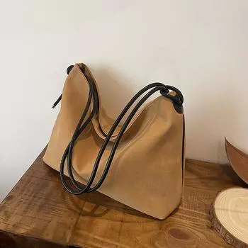 Сумка через плечо с большой вместимостью на молнии простая сумка мягкая универсальная однотонная модная новая