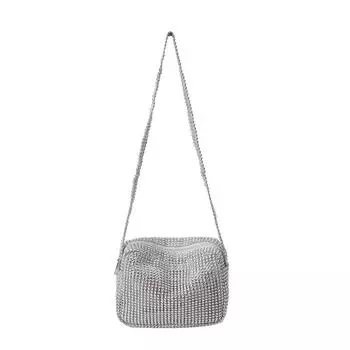 Сумка через плечо с бриллиантами Bulingbuling Foreign Style Chain Crossbody Сумка через плечо Женская сумка Tide серебряный