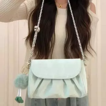 Сумка через плечо с цепочкой и текстурой для женщин, модная универсальная маленькая сумка для мобильного телефона, мягкая кожаная летняя сумка-облако