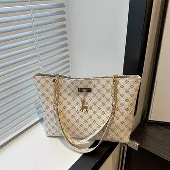 Сумка через плечо с цепочкой в стиле ретро для женщин 2024 года, летняя новая универсальная сумка подмышкой, женская сумка-тоут чёрный