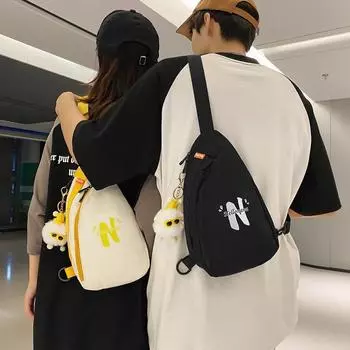 Сумка через плечо с цветными блоками, мужская нагрудная сумка, студенческая сумка на плечо с буквенным принтом, женская дорожная маленькая сумка чёрный