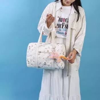 Сумка через плечо с цветочным принтом и медведем, большая вместимость, сумка для детских подгузников с застежкой-молнией, дорожная сумка с регулируемым ремешком, женская повседневная сумка для отдыха на открытом воздухе
