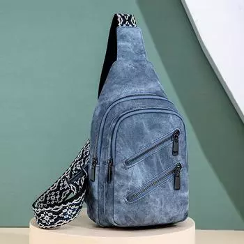 Сумка через плечо с двойной молнией, женская кожаная нагрудная сумка большой емкости, спортивная женская винтажная поясная сумка для спорта на открытом воздухе хаки