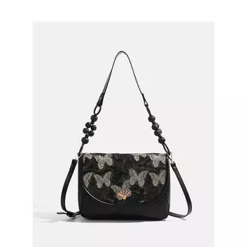 Сумка через плечо с фактурой в китайском стиле с бабочкой и цветком, модная сумка через плечо для поездок на работу