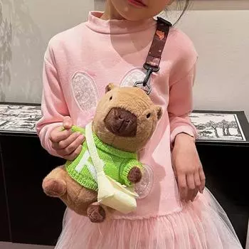 Сумка через плечо с изображением белого медведя из мультфильма, симпатичная плюшевая сумка для куклы, креативная школьная сумка через плечо в виде капибары Style 1