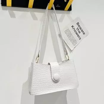 Сумка через плечо с крокодиловым узором на толстой цепочке, мини-сумка, сумка через плечо для женщин, сумка one size чёрный