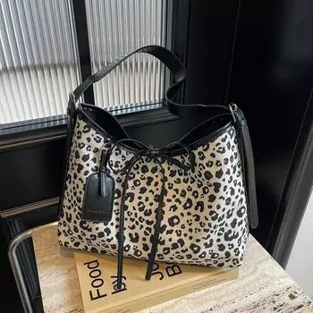 Сумка через плечо с леопардовым принтом, женская сумка через плечо коричневый