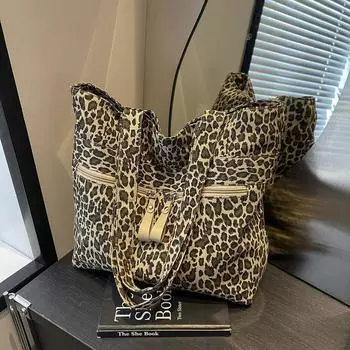 Сумка через плечо с леопардовым принтом, женская сумка, большая вместимость цветной печати леопарда