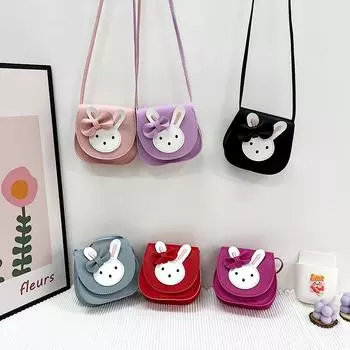 Сумка через плечо с милым кроликом и мультяшным бантом, осенне-зимняя модная водонепроницаемая сумка из искусственной кожи для девочек, сумка для закусок, кошелек для малышей красный