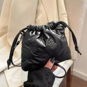 Сумка через плечо с мягкой подкладкой и завязками на шнурке Niche Design, сумка на плечо с бантом, сумка из хлопка для студента фиолетовый