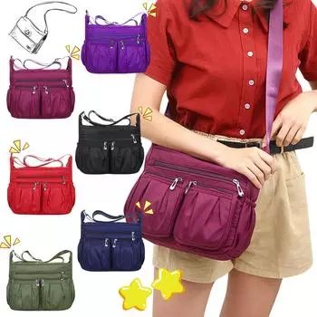 Сумка через плечо с несколькими карманами для женщин, водонепроницаемая сумка через плечо, сумка-тоут для женщин One Size темно-фиолетового