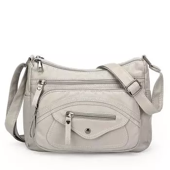 Сумка через плечо с несколькими карманами, женская, большой вместимости, для мам среднего и пожилого возраста серый