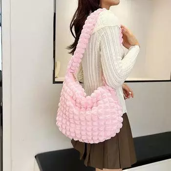 Сумка через плечо с плиссированным дизайном, вышитая клетчатая сумка через плечо, сумки подмышками, стеганые сумки большой вместимости для женщин чёрный