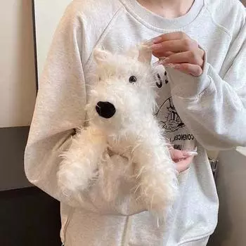 Сумка через плечо с плюшевым щенком, сумка через плечо с плюшевой игрушкой в виде животного, простой детский рюкзак для студентов Puppy