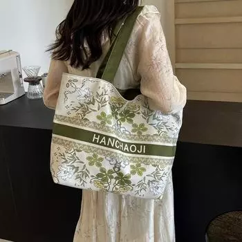 Сумка через плечо с принтом, женская сумка-тоут с буквенным принтом, женская сумка большой емкости для подмышек армия зеленый