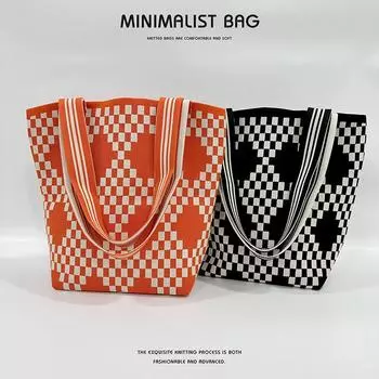 Сумка через плечо с ромбовидной решеткой: Модная, универсальная и вместительная сумка для шопинга и поездок на работу чёрный