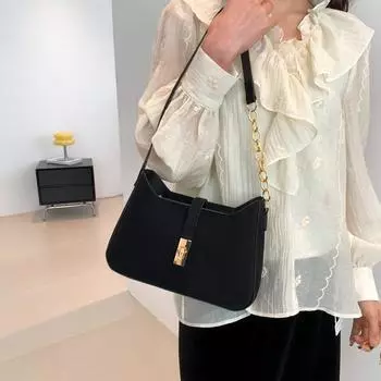 Сумка через плечо с текстурой и замком, женская мода, простая сумка-мессенджер через подмышку коричневый