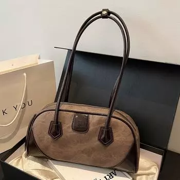 Сумка через плечо с текстурой в иностранном стиле, женская сумка, популярная сумка-багет подмышкой, ретро-сумка большой вместимости для поездок на работу подмышкой хаки