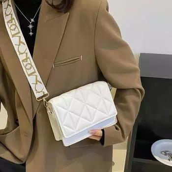 Сумка через плечо с тиснением ромба, мини-сумка на плечо с широким ремешком, женская модная сумка и квадратный кошелек