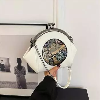 Сумка через плечо с тиснением в стиле ретро, женская, High Sense Personality Trend Messenger, сумка-мешок с зажимом 20*9*18 красный