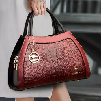 Сумка через плечо с винтажным принтом аллигатора, женская сумка-тоут чёрный