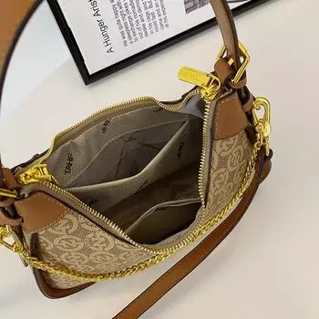 Сумка через плечо с винтажным принтом для женщин 2025 года, новый нишевый дизайн, сумка в виде полумесяца, женская сумка-мессенджер через плечо