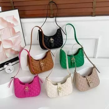 Сумка через плечо с вышивкой ромбами и нитками для женщин 2024 года, новая модная универсальная сумка через плечо, нишевая текстурная сумка чёрный