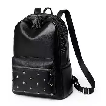 Сумка через плечо с заклепками для девочек, рюкзак большой емкости из искусственной кожи розовый