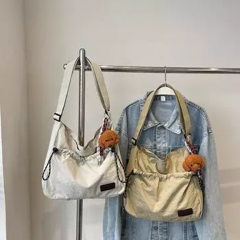 Сумка через плечо с завязками на шнурке, женская сумка через плечо, большая вместительная сумка-тоут бежевый