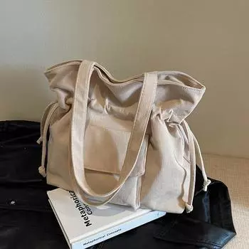 Сумка через плечо с завязками, однотонная, женская, повседневная, простая, сумка-мессенджер белый