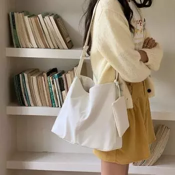 Сумка через плечо Spring Vitality для девочек, простая повседневная мягкая сумка через плечо для женщин, сумка-тоут на одно плечо белый