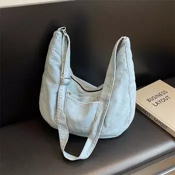 Сумка через плечо Street Trend, джинсовая сумка через плечо, однотонная женская сумка, рюкзак