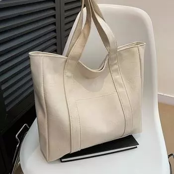 Сумка через плечо студенческая модная простая большая вместительная сумка 2024 осень популярная новая красивая женская сумка подмышкой чёрный