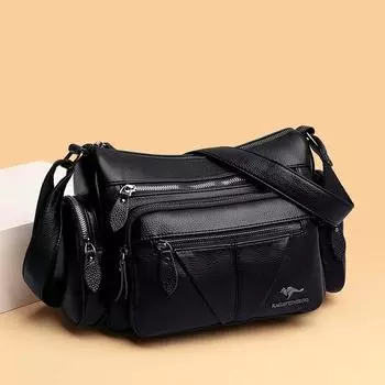 Сумка через плечо, сумка через плечо, большая вместимость, многослойная женская сумка чёрный