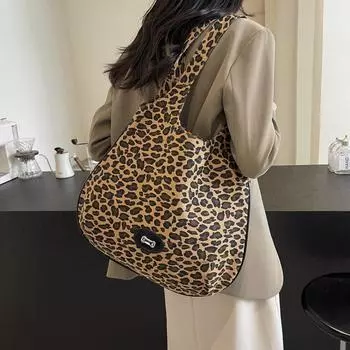 Сумка через плечо Сумка через плечо Сумка с леопардовым принтом Женская сумка для покупок большой вместимости чёрный