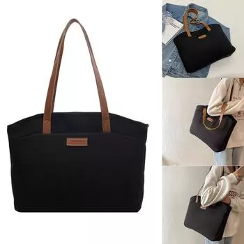 Сумка через плечо, сумка для покупок, универсальная сумка-тоут, большая вместительная сумка, модная нейлоновая сумка для женщин, сумка для книг для девочек чёрный