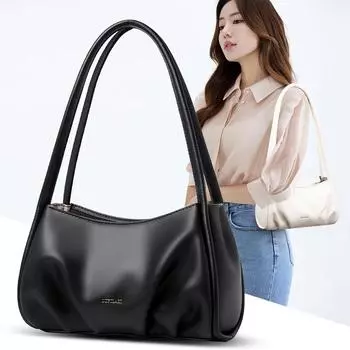 Сумка через плечо Temperament, однотонная кожаная сумка подмышкой, женская, простая, атмосферная, ручная сумка подмышкой белый