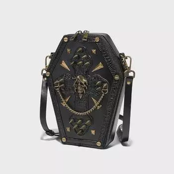 Сумка через плечо TEMU European & American Punk Skull - женская сумка через плечо в стиле ретро для мотоциклистов FBG249BK