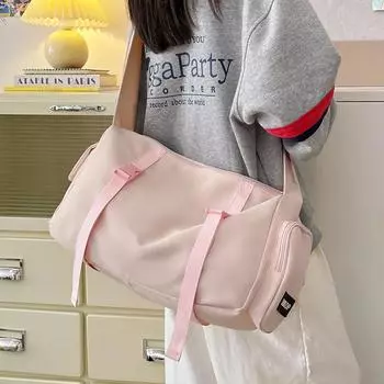 Сумка через плечо Trend Japanese Harajuku Универсальная большая вместительная сумка-мессенджер для пары Trend Student Messenger Bag розовый