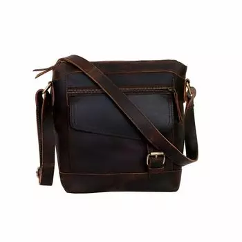 Сумка через плечо унисекс из кожи буйвола ручной работы, коричневая 10 x 13 x 3 in коричневый