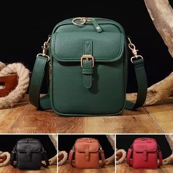 Сумка через плечо унисекс с регулируемым ремешком из искусственной кожи в стиле ретро, большая вместительная почтовая сумка с защитой от краж, молния на 10 отделений для карт, мини-сумка чёрный