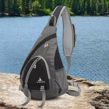 Сумка через плечо унисекс с регулируемым ремнем, большая вместимость, дышащая, с отверстием для наушников, сумка через плечо чёрный