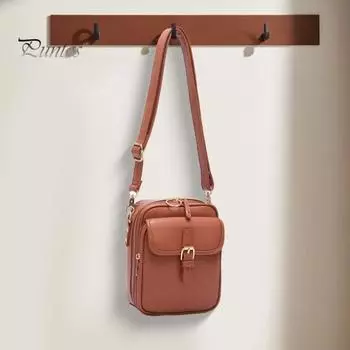 Сумка через плечо унисекс с регулируемым ремнем из искусственной кожи в стиле ретро, большая вместимость, сумка почтальона с защитой от краж, 10 отделений для карт, многофункциональная, мини чёрный