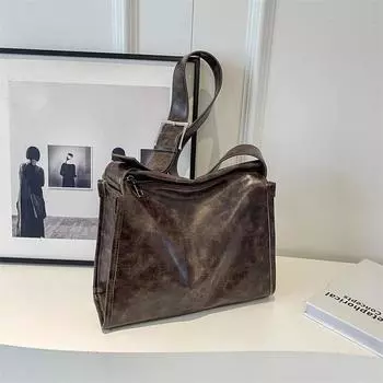 Сумка через плечо универсальная женская сумка-тоут в стиле ретро большой вместимости осень/зима новая простая водоизмещающая сумка