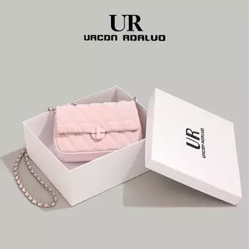 Сумка через плечо UR Pink Rhombus — небольшой квадратный дизайн, тренд осени 2024 года для женщин White collection with the same gift box
