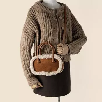 Сумка через плечо Винтажная сумка-тоут из замши для боулинга коричневый